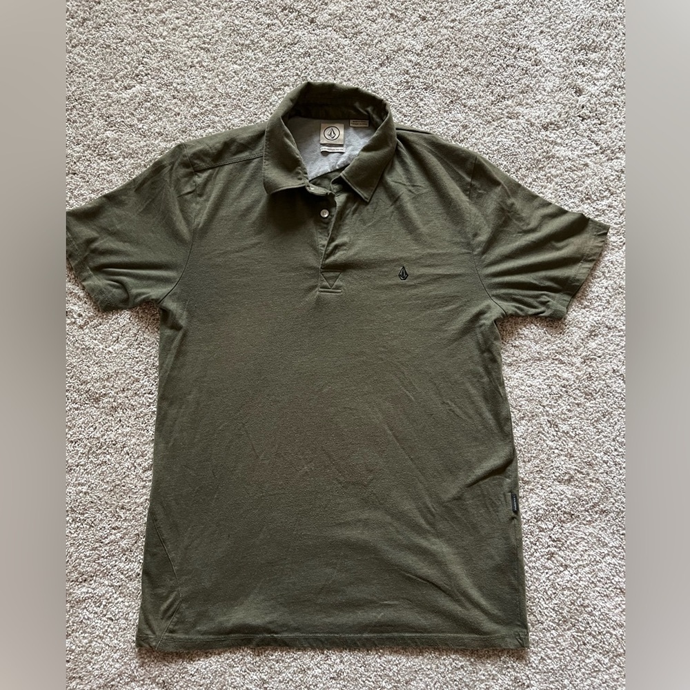 Volcom Green Logo Polo Shirt Size M